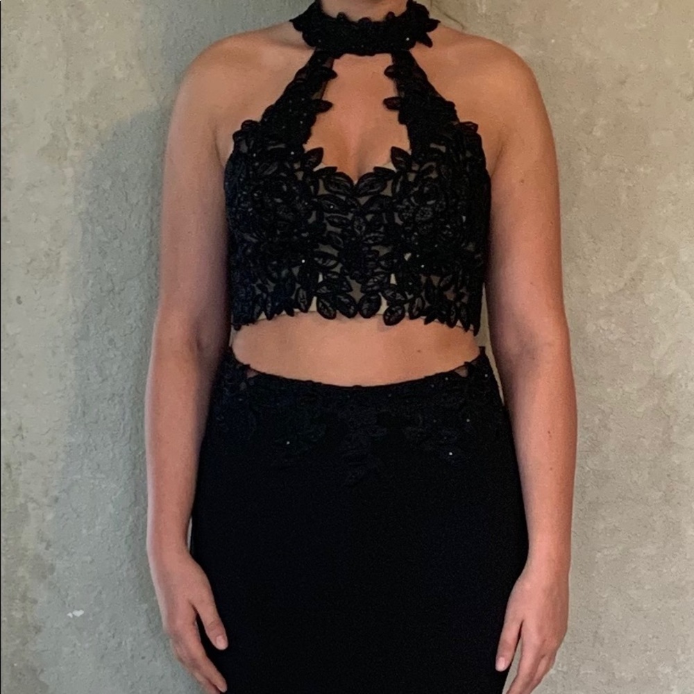 Faviana two piece black gown